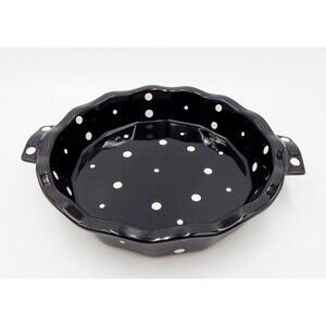Temp-Tations by Tara Black Polka Dot Pie Dish Baker Pan 9 Inch Temptations